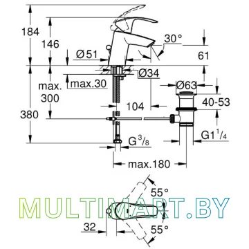 Комплект смесителей Grohe Eurosmart 123576 картинка 6